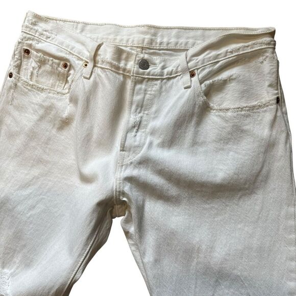 Levi’s 501 CT White Straight Leg Distressed Jeans - Picture 6 of 12